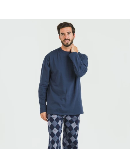 Pijama hombre franela Darsiriki azul Pijama hombre franela Darsiriki azul