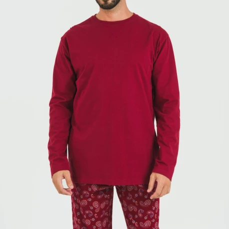 Pijama hombre franela Phylis burdeos