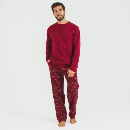Pijama hombre franela Phylis burdeos