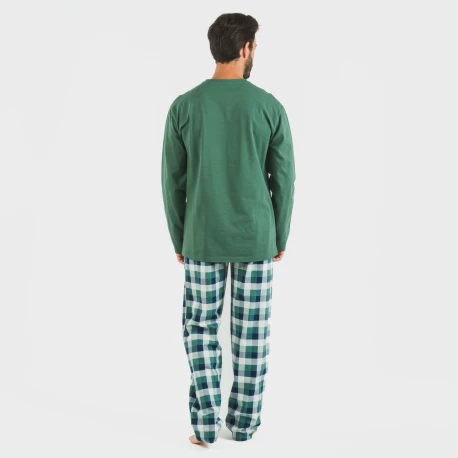 Pijama hombre franela Cuadro Ferni verde