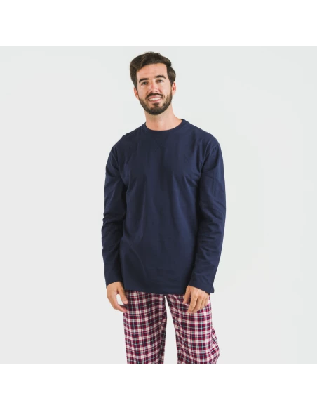 Pijama hombre franela Cuadro Sergio azul marino Pijama hombre franela Cuadro Sergio azul marino