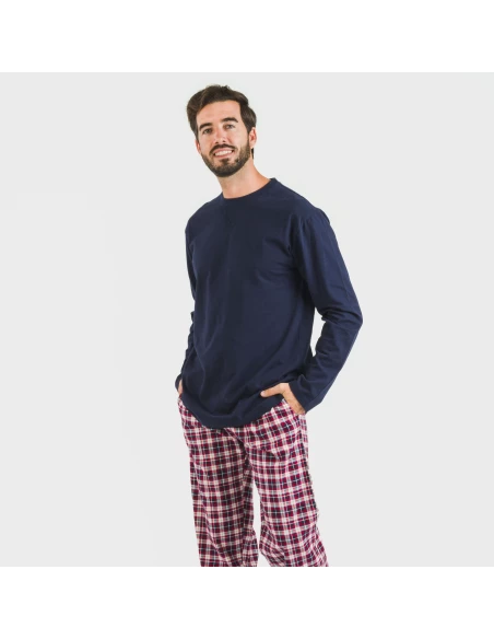 Pijama hombre franela Cuadro Sergio azul marino Pijama hombre franela Cuadro Sergio azul marino