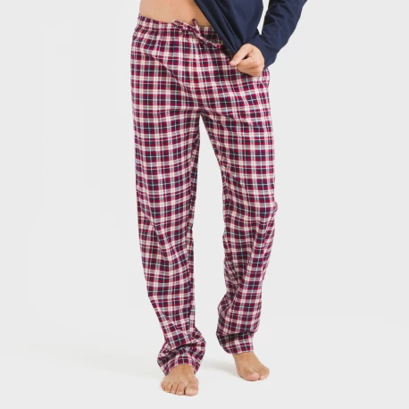 Pijama hombre franela Cuadro Sergio azul marino