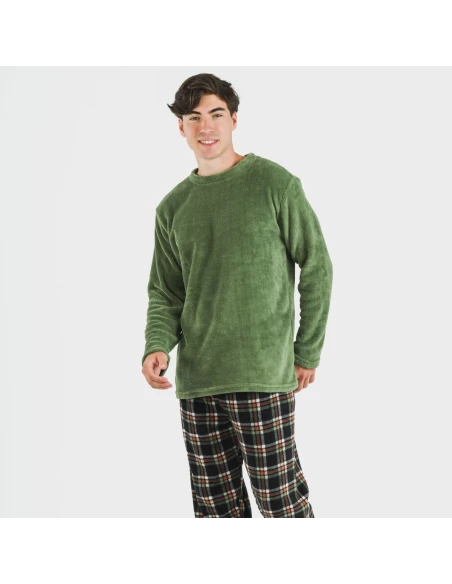 Pijama coral hombre Cuadro Frankurt verde caceria Pijama coral hombre Cuadro Frankurt verde caceria
