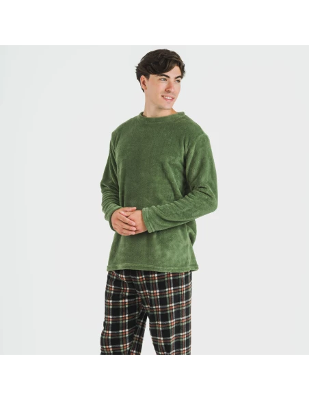Pijama coral hombre Cuadro Frankurt verde caceria Pijama coral hombre Cuadro Frankurt verde caceria