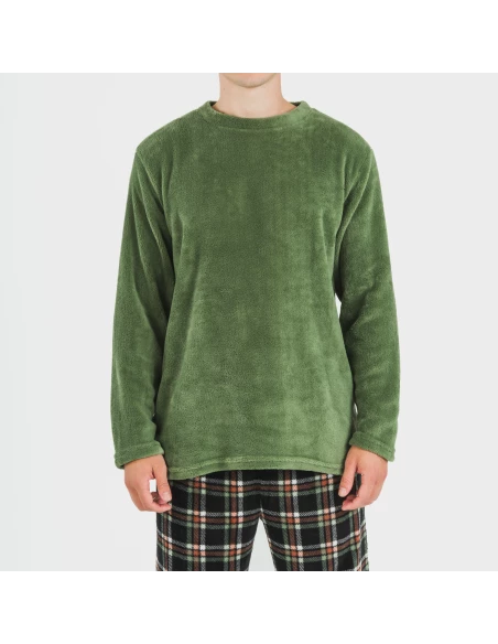 Pijama coral hombre Cuadro Frankurt verde caceria Pijama coral hombre Cuadro Frankurt verde caceria