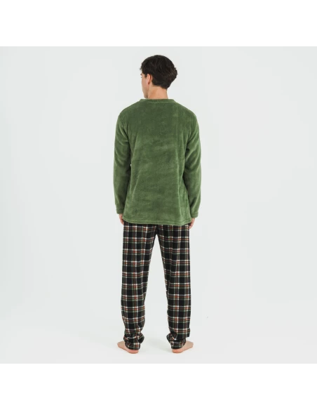 Pijama coral hombre Cuadro Frankurt verde caceria Pijama coral hombre Cuadro Frankurt verde caceria