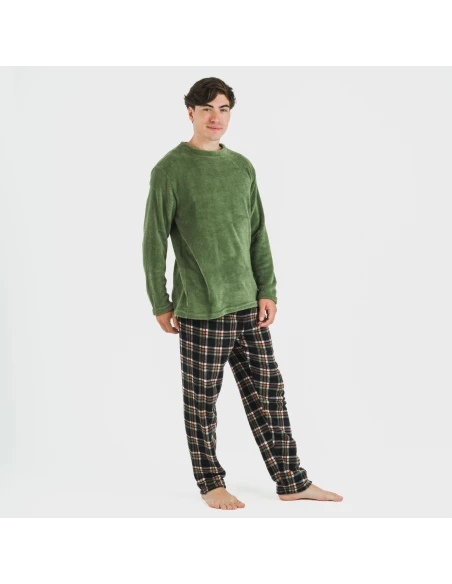 Pijama coral hombre Cuadro Frankurt verde caceria Pijama coral hombre Cuadro Frankurt verde caceria