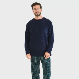 Pijama coral hombre Cuadro Ruz azul marino 2