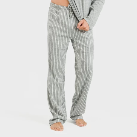Pijama largo algodón hombre Beto gris mezcliyado