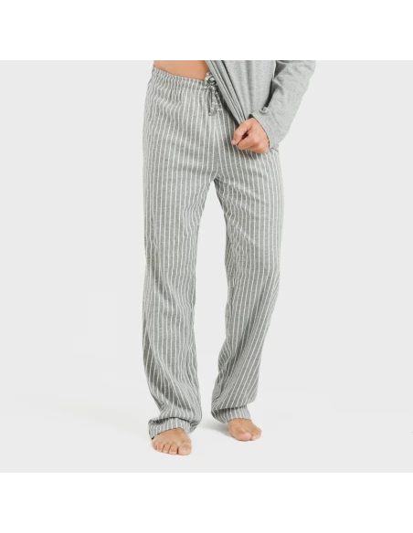 Pijama largo algodón hombre Beto gris mezcliyado Pijama largo algodón hombre Beto gris mezcliyado