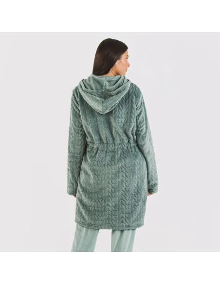 Bata terciopelo con gorro Devore lisa Bata terciopelo con gorro Devore lisa