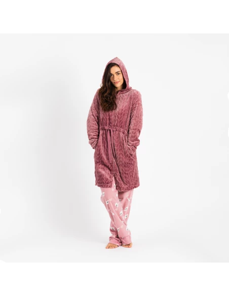 Bata terciopelo con gorro Devore lisa Bata terciopelo con gorro Devore lisa