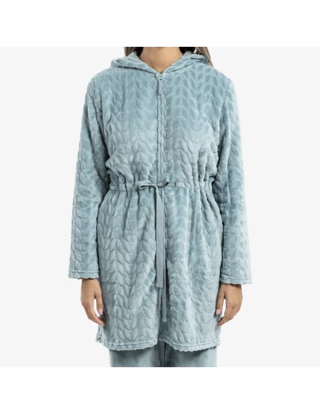 Bata terciopelo con gorro Devore lisa Bata terciopelo con gorro Devore lisa