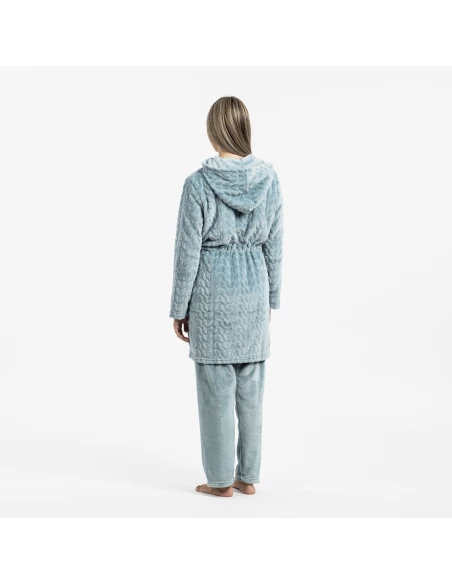 Bata terciopelo con gorro Devore lisa Bata terciopelo con gorro Devore lisa