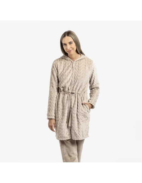 Bata terciopelo con gorro Devore lisa Bata terciopelo con gorro Devore lisa