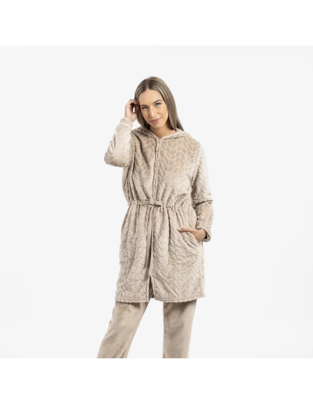 Bata terciopelo con gorro Devore lisa Bata terciopelo con gorro Devore lisa