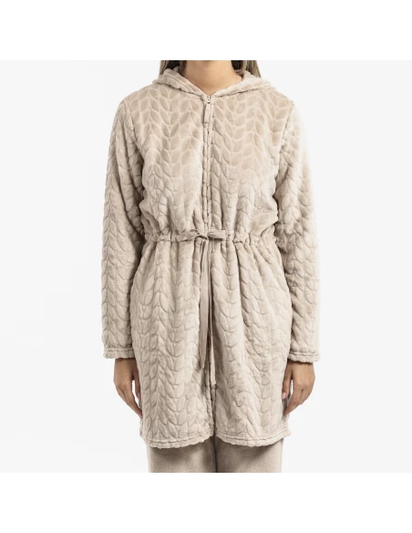 Bata terciopelo con gorro Devore lisa Bata terciopelo con gorro Devore lisa