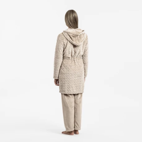 Bata terciopelo con gorro Devore lisa