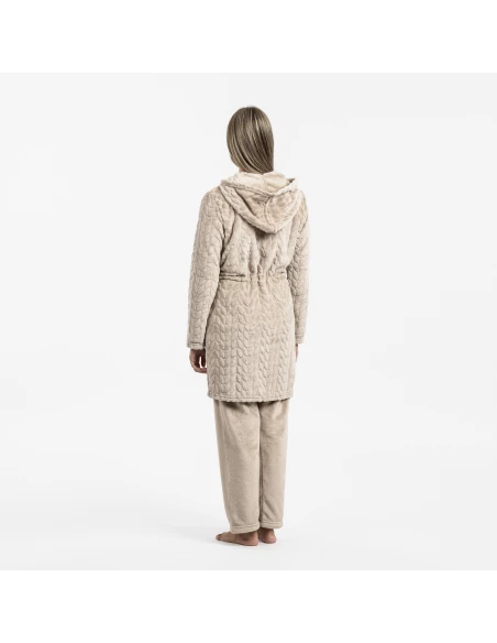 Bata terciopelo con gorro Devore lisa Bata terciopelo con gorro Devore lisa