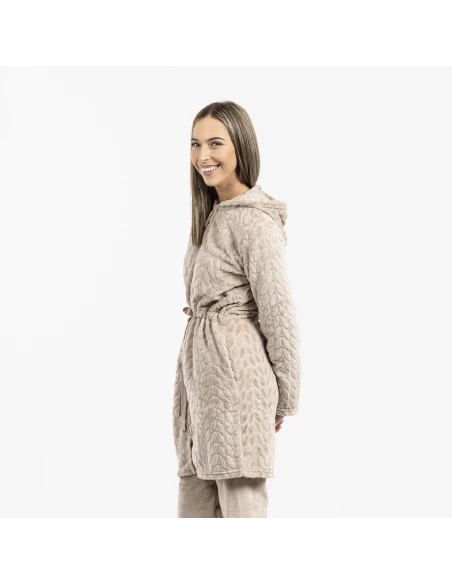 Bata terciopelo con gorro Devore lisa Bata terciopelo con gorro Devore lisa