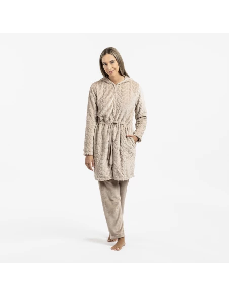 Bata terciopelo con gorro Devore lisa Bata terciopelo con gorro Devore lisa