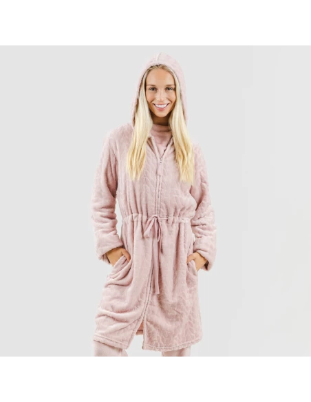 Bata terciopelo con gorro Devore lisa Bata terciopelo con gorro Devore lisa