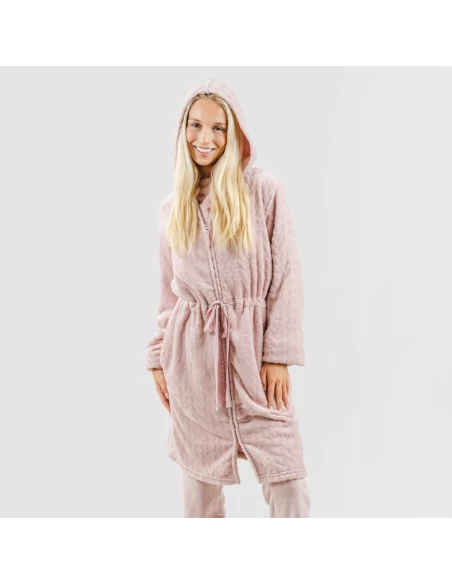 Bata terciopelo con gorro Devore lisa Bata terciopelo con gorro Devore lisa