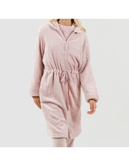 Bata terciopelo con gorro Devore lisa Bata terciopelo con gorro Devore lisa