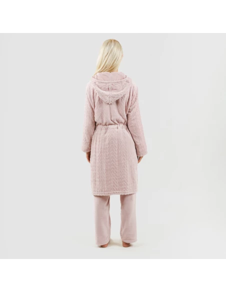 Bata terciopelo con gorro Devore lisa Bata terciopelo con gorro Devore lisa