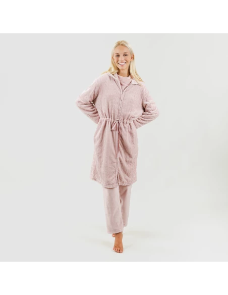 Bata terciopelo con gorro Devore lisa Bata terciopelo con gorro Devore lisa