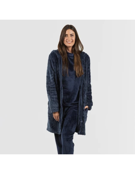 Bata terciopelo con gorro Devore lisa Bata terciopelo con gorro Devore lisa