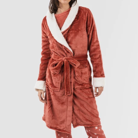 Bata terciopelo sherpa lisa