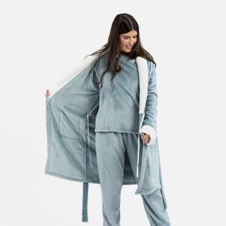 Bata terciopelo sherpa lisa