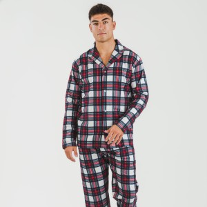 Pijama franela con solapa hombre Cuadro Celestia