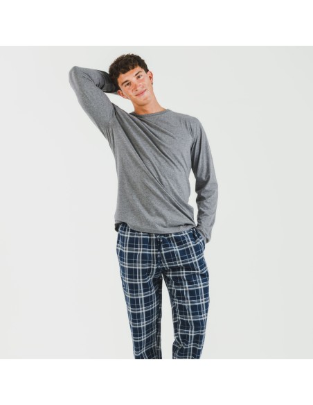 Pijama hombre franela Cuadro Brais gris mezcliyado Pijama hombre franela Cuadro Brais gris mezcliyado