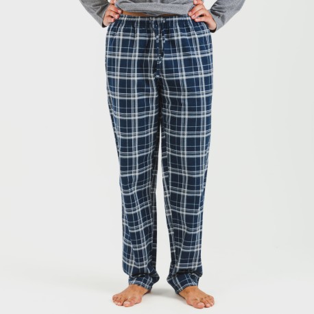 Pijama hombre franela Cuadro Brais gris mezcliyado