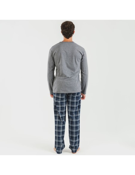 Pijama hombre franela Cuadro Brais gris mezcliyado Pijama hombre franela Cuadro Brais gris mezcliyado