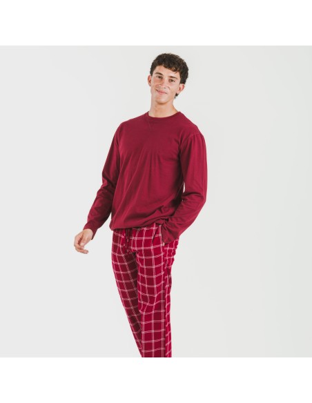 Pijama hombre franela Cuadro Nitari burdeos Pijama hombre franela Cuadro Nitari burdeos