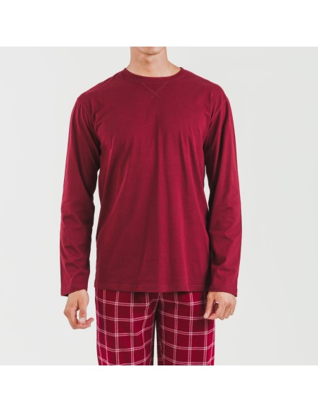 Pijama hombre franela Cuadro Nitari burdeos Pijama hombre franela Cuadro Nitari burdeos