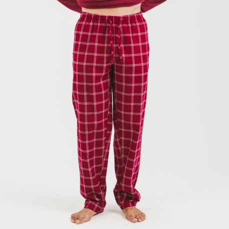 Pijama hombre franela Cuadro Nitari burdeos