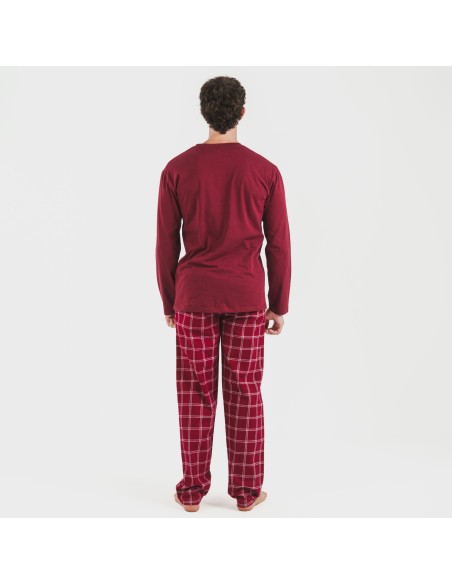 Pijama hombre franela Cuadro Nitari burdeos Pijama hombre franela Cuadro Nitari burdeos