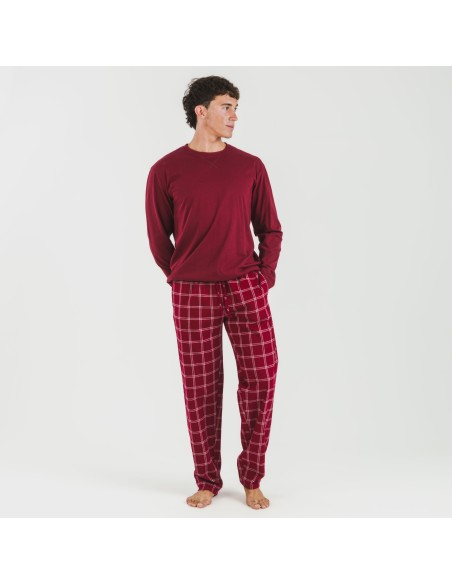 Pijama hombre franela Cuadro Nitari burdeos Pijama hombre franela Cuadro Nitari burdeos