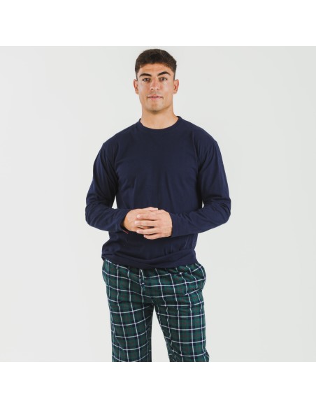 Pijama hombre franela Cuadro Ruz azul marino Pijama hombre franela Cuadro Ruz azul marino