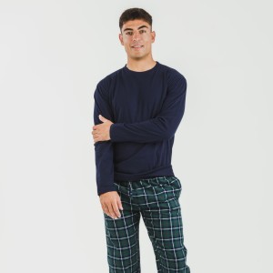 Pijama hombre franela Cuadro Ruz azul marino 2