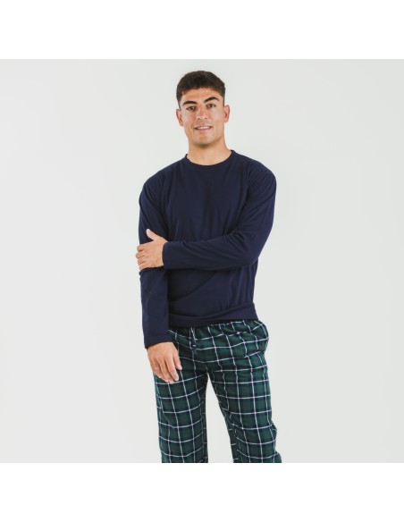 Pijama hombre franela Cuadro Ruz azul marino Pijama hombre franela Cuadro Ruz azul marino