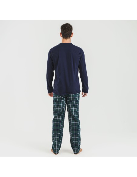 Pijama hombre franela Cuadro Ruz azul marino Pijama hombre franela Cuadro Ruz azul marino