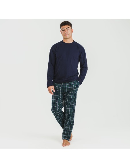 Pijama hombre franela Cuadro Ruz azul marino Pijama hombre franela Cuadro Ruz azul marino
