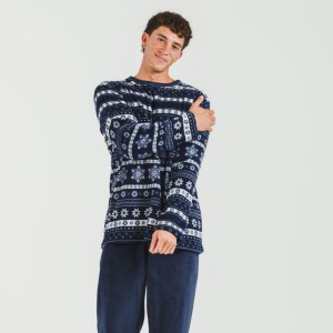 Pijama coral hombre Delancey azul marino