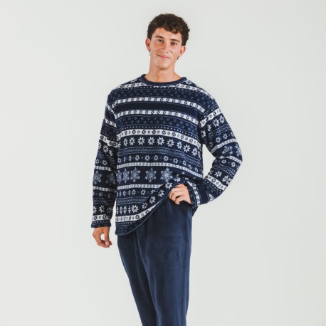 Pijama coral hombre Delancey azul marino